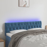 Cabeceira de cama c/ luzes LED veludo 160x7x78/88cm azul-escuro 1