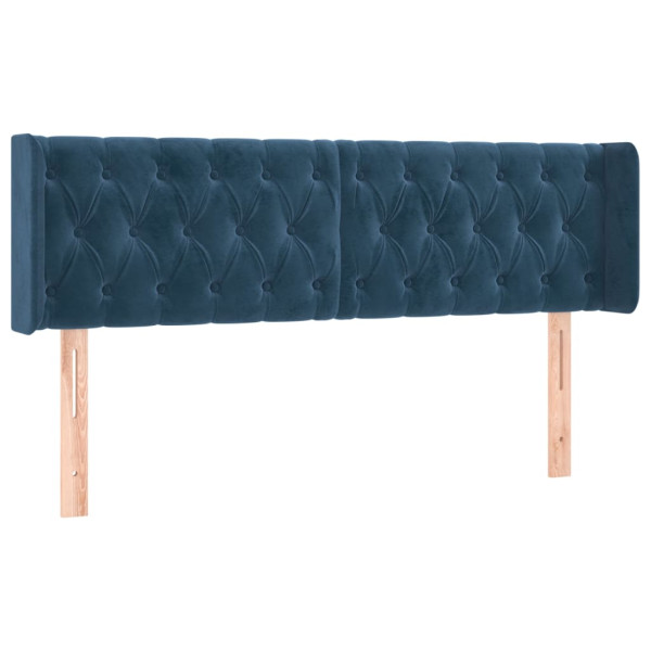 Cabeceira de cama c/ abas veludo 163x16x78/88cm azul-escuro M 2