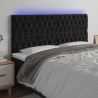 Cabecero con luces LED terciopelo negro 200x7x118/128 cm 1