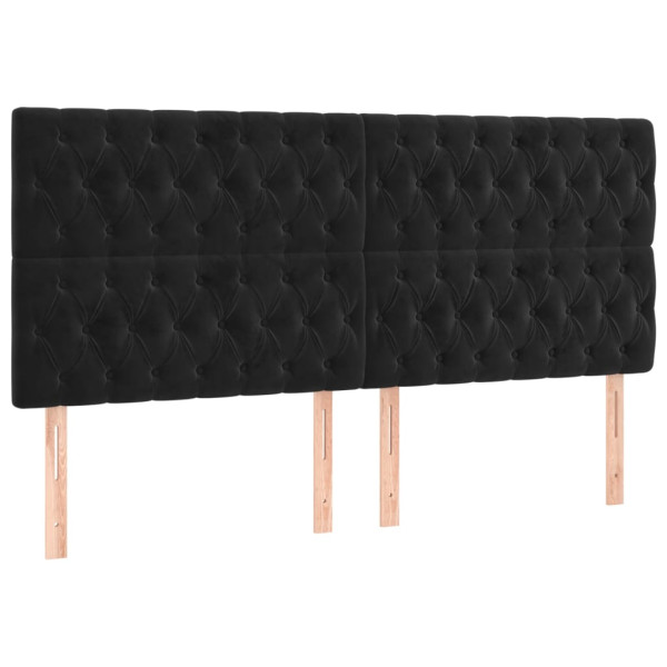 Cabeceira de cama c/ luzes LED veludo 200x7x118/128 cm preto M 4