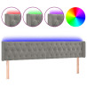 Cabeceira cama c/ luzes LED veludo 183x16x78/88 cm cinza-claro 2