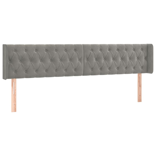Cabeceira cama c/ luzes LED veludo 183x16x78/88 cm cinza-claro M 3