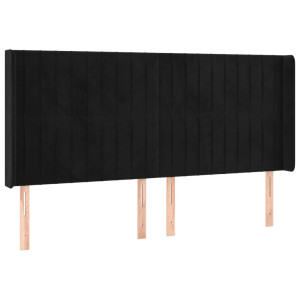 Cabecero con orejas de terciopelo negro 183x16x118/128 cm H