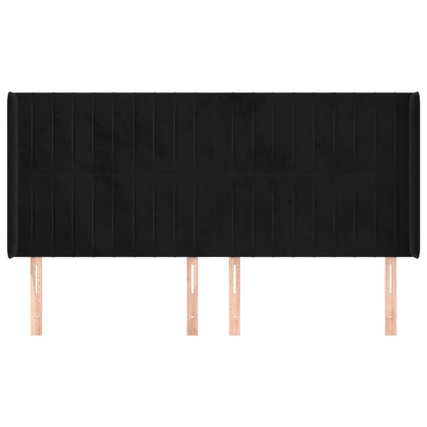 Cabeceira de cama c/ abas veludo 183x16x118/128 cm preto M 3