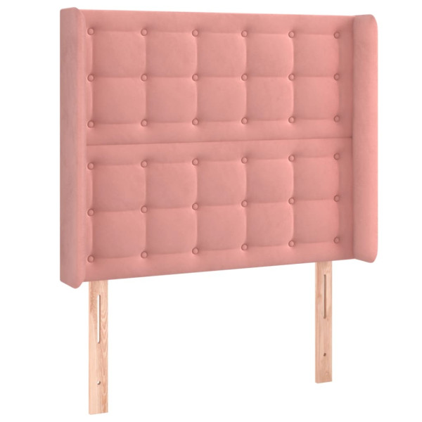 Cabecero con orejas de terciopelo rosa 83x16x118/128 cm M 2