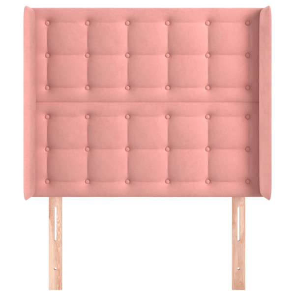 Cabeceira de cama c/ abas veludo 83x16x118/128 cm rosa M 3