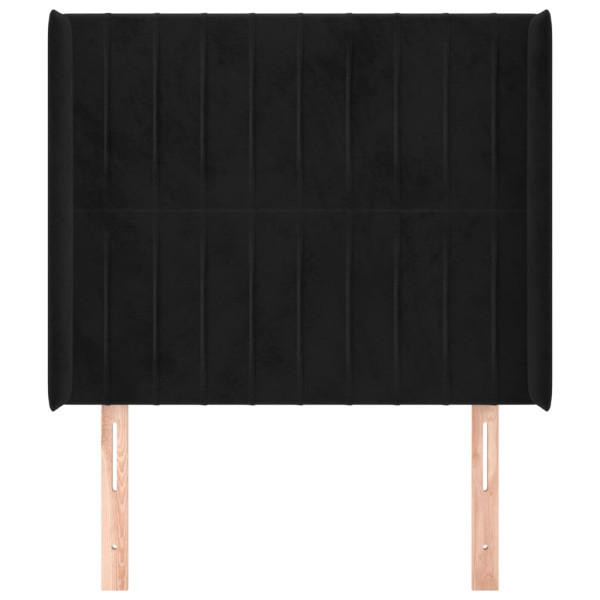Cabeceira de cama c/ abas veludo 93x16x118/128 cm preto M 3