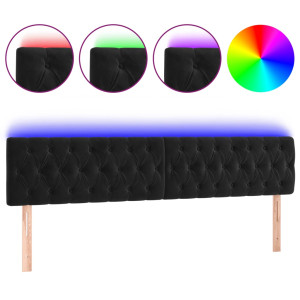 Cabeceira de cama c/ luzes LED veludo 200x7x78/88 cm preto H