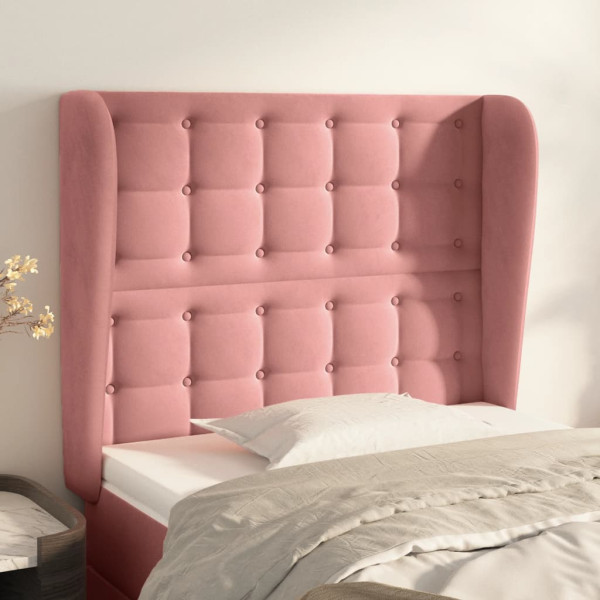 Cabecero con orejas de terciopelo rosa 83x23x118/128 cm D