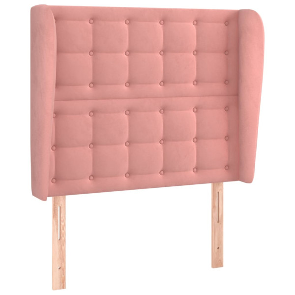 Cabeceira de cama c/ abas veludo 83x23x118/128 cm rosa M 2