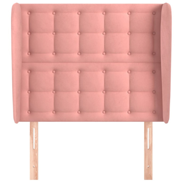 Cabeceira de cama c/ abas veludo 83x23x118/128 cm rosa M 3
