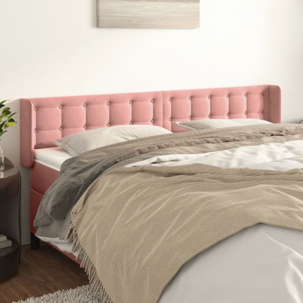 Cabecero de terciopelo rosa 163x16x78/88 cm D