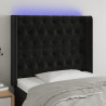 Cabeceira de cama c/ luzes LED veludo 103x16x118/128 cm preto 1