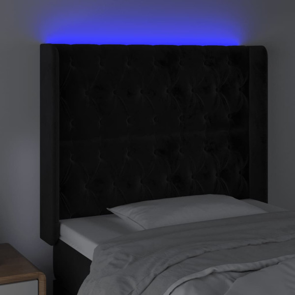 Cabecero con LED de terciopelo negro 103x16x118/128 cm M 4