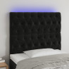 Cabecero con luces LED terciopelo negro 100x7x118/128 cm 1