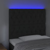 Cabeceira de cama c/ luzes LED veludo 100x7x118/128 cm preto 3