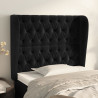 Cabecero con orejas de terciopelo negro 103x23x118/128 cm 1