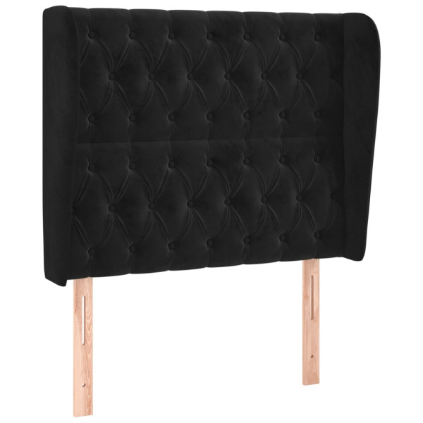 Cabeceira de cama c/ abas veludo 103x23x118/128 cm preto M 2