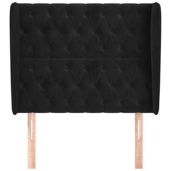Cabeceira de cama c/ abas veludo 103x23x118/128 cm preto M 3