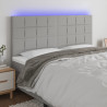 Cabecero con luces LED tela gris claro 180x5x118/128 cm 1