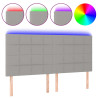 Cabecero con luces LED tela gris claro 180x5x118/128 cm 2