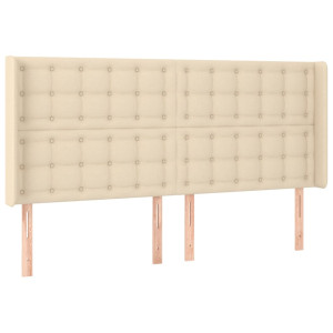 Cabecero con orejas de tela color crema 183x16x118/128 cm H
