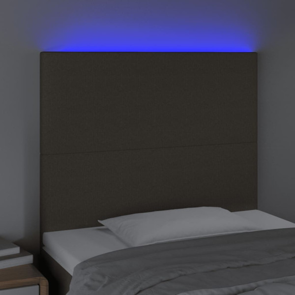 Cabecero con luces LED tela gris taupe 90x5x118/128 cm M 3