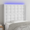 Cabecero con LED cuero sintético blanco 93x16x118/128 cm 1
