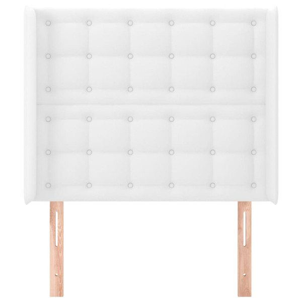 Cabecero con orejas de cuero sintético blanco 93x16x118/128 cm M 3