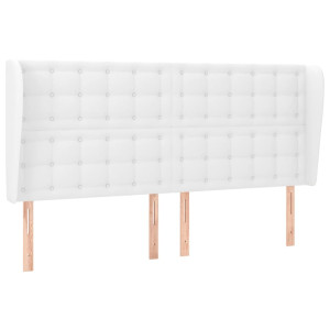 Cabecero con orejas cuero sintético blanco 183x23x118/128cm H