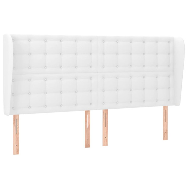 Cabecero con orejas cuero sintético blanco 183x23x118/128cm M 2