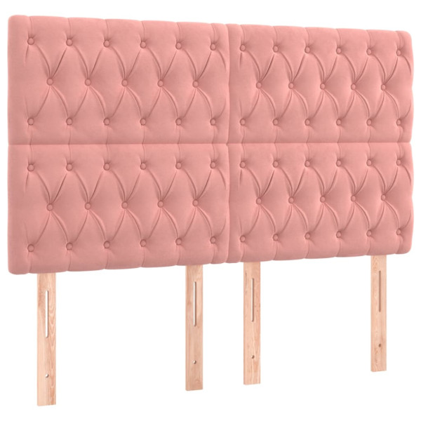 Cabecero con luces LED terciopelo rosa 160x7x118/128 cm M 4