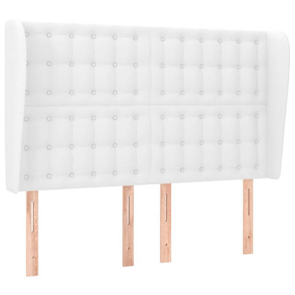 Cabecero con orejas de cuero sintético blanco 147x23x118/128 cm M 2