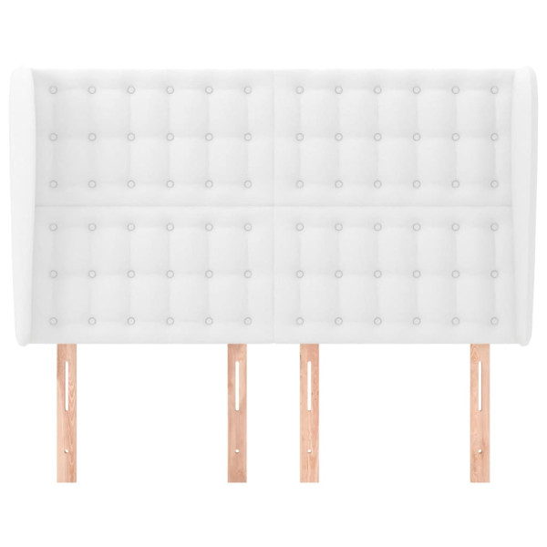 Cabeceira cama c/ abas couro artificial 147x23x118/128cm branco M 3
