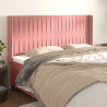 Cabeceira cama c/ abas veludo 203x16x118/128 cm rosa 1