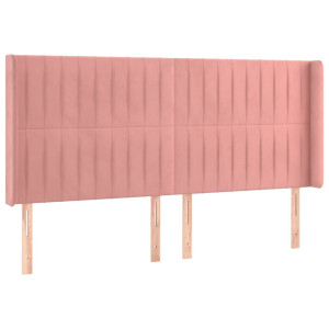 Cabecero con orejas de terciopelo rosa 203x16x118/128 cm H