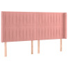 Cabecero con orejas de terciopelo rosa 203x16x118/128 cm 2