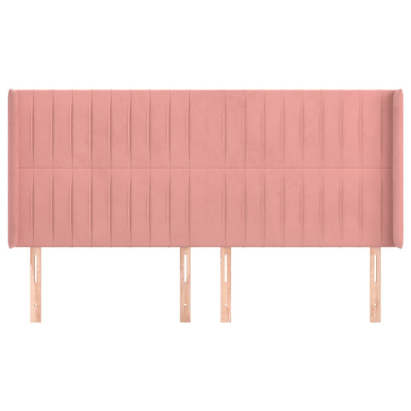 Cabecero con orejas de terciopelo rosa 203x16x118/128 cm M 3