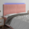 Cabecero con luces LED terciopelo rosa 200x5x118/128 cm 1