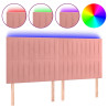 Cabecero con luces LED terciopelo rosa 200x5x118/128 cm 2