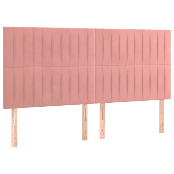 Cabecero con luces LED terciopelo rosa 200x5x118/128 cm M 4