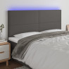 Cabecero con luces LED cuero sintético gris 200x5x118/128 cm 1