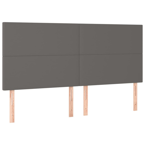 Cabeceira cama c/ LED 200x5x118/88cm couro artificial cinzento M 4