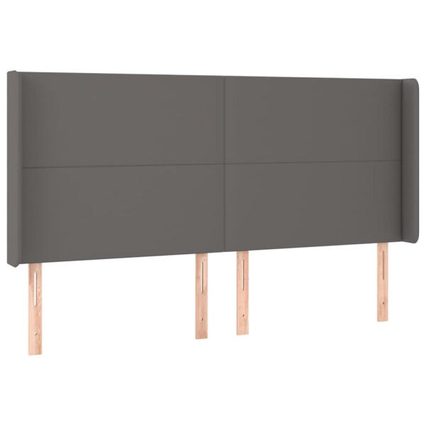 Cabecero con LED cuero sintético gris 203x16x118/128 cm M 3
