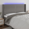 Cabecero con LED de tela gris oscuro 183x16x118/128 cm 1