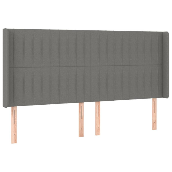 Cabecero con LED de tela gris oscuro 183x16x118/128 cm M 3