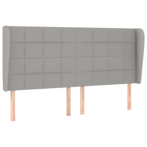 Cabecero con orejas de tela gris claro 183x23x118/128 cm H