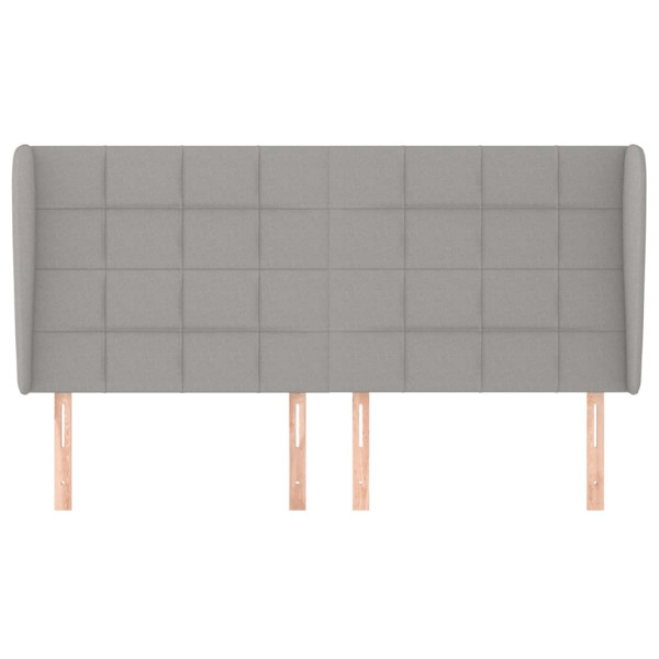 Cabecero con orejas de tela gris claro 183x23x118/128 cm M 3