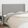 Cabeceira cama c/ abas tecido 183x16x118/128 cm cinzento-claro 1