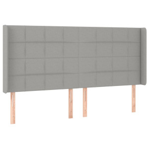 Cabecero con orejas de tela gris claro 183x16x118/128 cm H